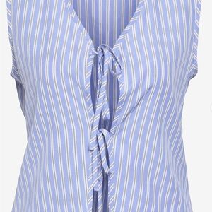 Noisy May Blue and White Striped Tie-Front Camisole
